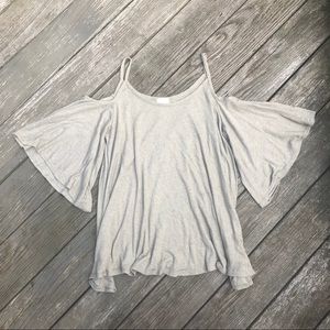 Francesca’s cold shoulder flare sleeve sweater